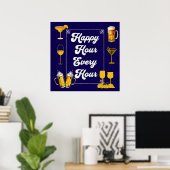 Elk uur happy hour in de pub poster (Thuiskantoor)