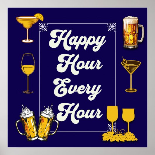 Elk uur happy hour in de pub poster (Voorkant)