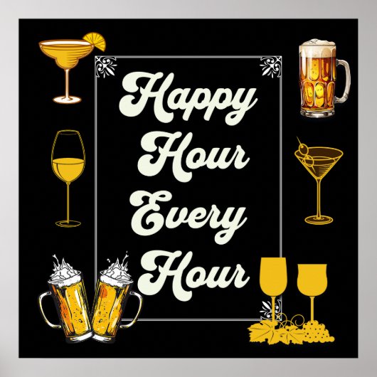 Elk uur happy hour in de pub poster (Voorkant)