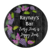 "Elk uur is een gelukkig uur" grappige wijnstang Snijplank (Voorkant)