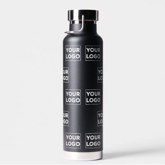 Elk vormpatroon op zwart Logo Waterfles (Rechts)