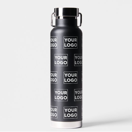 Elk vormpatroon op zwart Logo Waterfles (Voorkant)