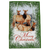 Elk Vrolijk Kerstfeest groet Medium Cadeauzakje (Voorkant)