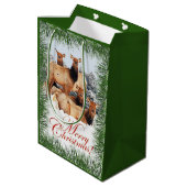 Elk Vrolijk Kerstfeest groet Medium Cadeauzakje (Achterkant Gekanteld)