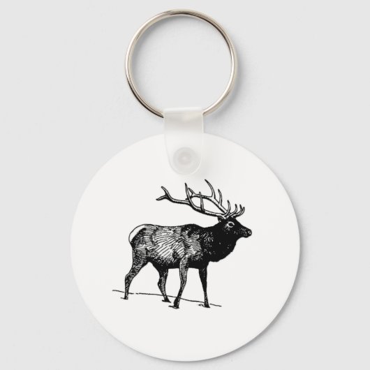 Elk-Wapiti (lijnart) Sleutelhanger (Voorkant)