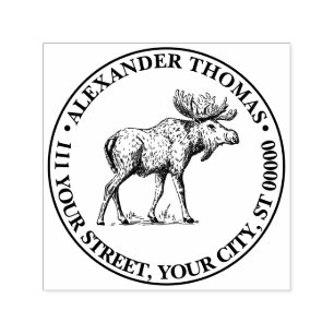 Elk Wapiti Tekening Naam Retouradres Zelfinktende Stempel