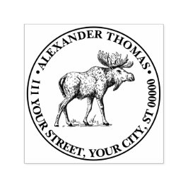 Elk Wapiti Vintage Tekening Naam Retouradres Zelfinktende Stempel