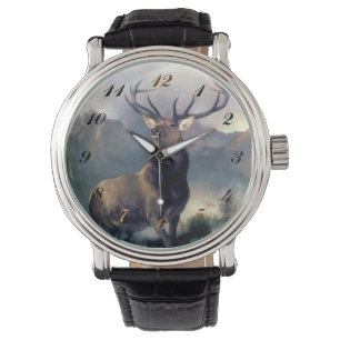 Elk Wild Animal Painting horloge