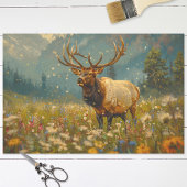 Elk Wildflower Field Schilderen Decoupage Tissuepapier