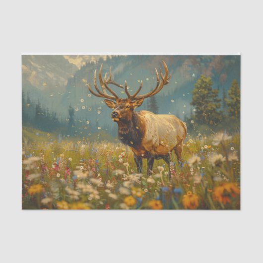 Elk Wildflower Field Schilderen Decoupage Tissuepapier (Voorkant)