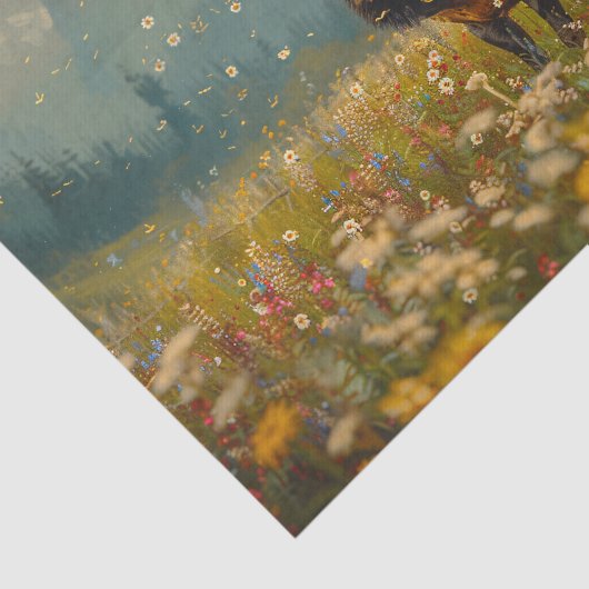 Elk Wildflower Field Schilderen Decoupage Tissuepapier (Detail)