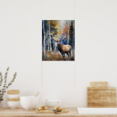 Elk Woodland Animal Art Print Poster (Keuken)