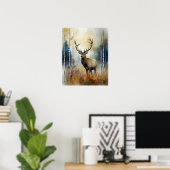 Elk Woodland Animal Art Print Poster (Thuiskantoor)