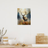 Elk Woodland Animal Art Print Poster (Keuken)