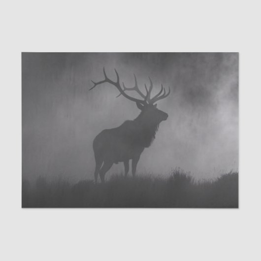 Elk Zwart-wit Silhouet Decoupage Tissuepapier (Voorkant)