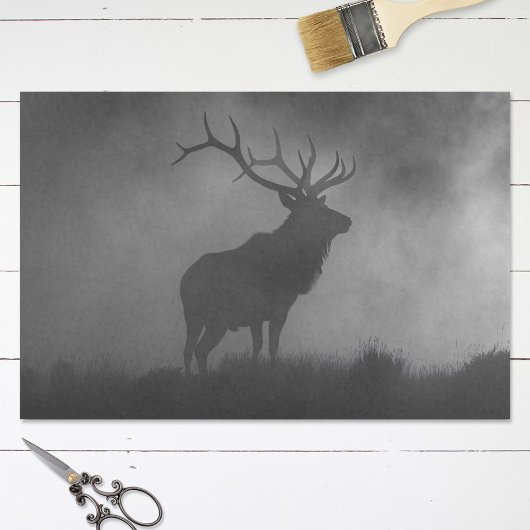Elk Zwart-wit Silhouet Decoupage Tissuepapier