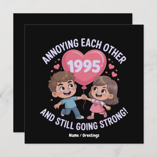 Elkaar irriteren sinds 1995 Jubileum Kaart (Voorkant / Achterkant)