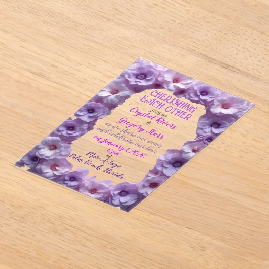 Elkaar lavendelbloem lijst koesteren acryl uitnodigingen (Laagn)