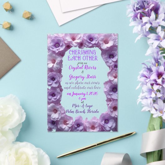 Elkaar lavendelbloem lijst koesteren acryl uitnodigingen (Insitu (Huwelijk))