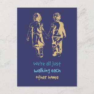 Elkaar naar huis lopen quote Schattigee Kinderen Briefkaart