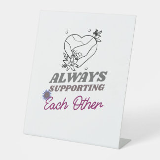 Elkaar steunen reclamebord met voetstuk