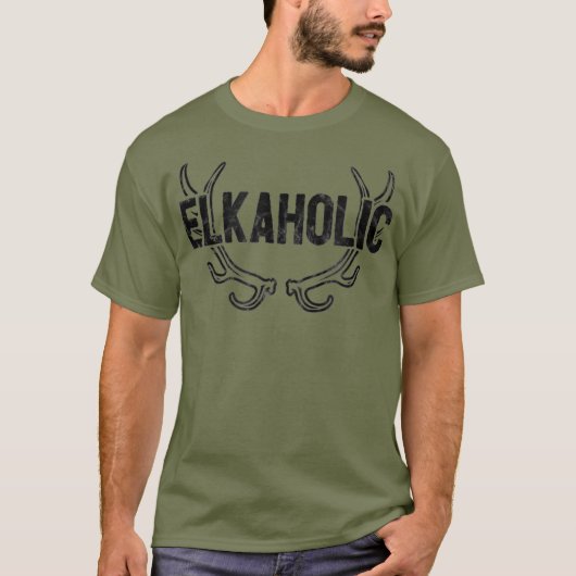 Elkaholic Funny Elk jagers T-shirt (Voorkant)