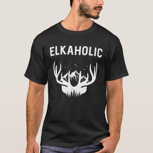Elkaholic Rode Herten Rendier Wapiti Mannen Vrouwe T-shirt (Voorkant)