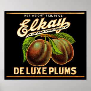Elkay Deluxe Plums-label 1930 Poster