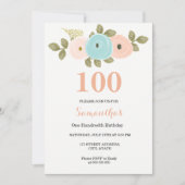 Elke 100e verjaardag Floral Peach Kaart (Voorkant)