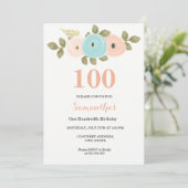 Elke 100e verjaardag Floral Peach Kaart (Staand voorkant)