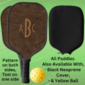 Elke 1 of 3 Letter Monogram bruin leder Kijk Pickleball Paddle