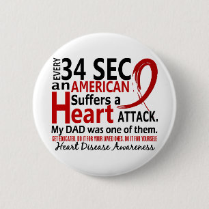Elke 34 seconden een hartziekte bij papa / aanval ronde button 5,7 cm