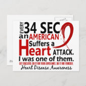 Elke 34 seconden krijg ik hartziekte / aanval briefkaart (Voorkant / Achterkant)
