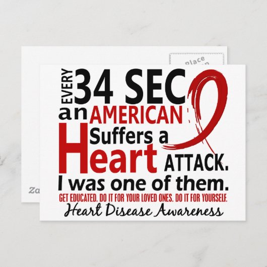 Elke 34 seconden krijg ik hartziekte / aanval briefkaart (Voorkant / Achterkant)
