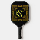 Elke 3 Initiaal monogram Gold geometrische lijnen Pickleball Paddle (Achterkant)