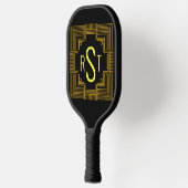 Elke 3 Initiaal monogram Gold geometrische lijnen Pickleball Paddle (Links)