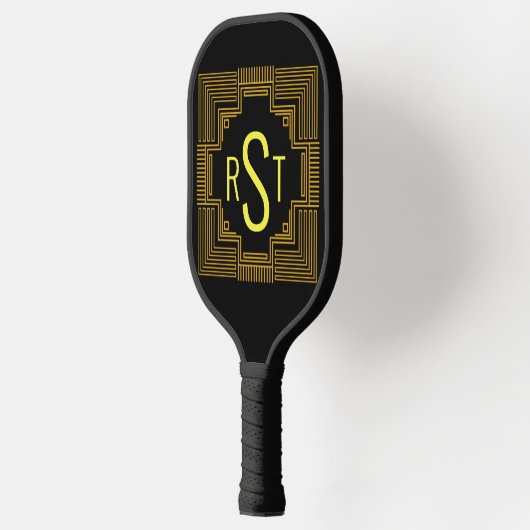 Elke 3 Initiaal monogram Gold geometrische lijnen Pickleball Paddle (Links)