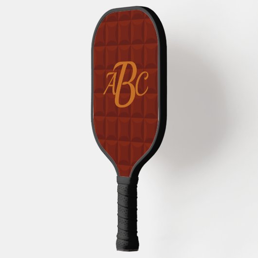 Elke 3 Initiaal Monogram Letter Brown Cushion Squa Pickleball Paddle (Links)