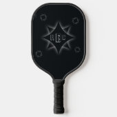 Elke 3 Initiaal Monogram Letter Gray Stars Shadow Pickleball Paddle (Voorkant)