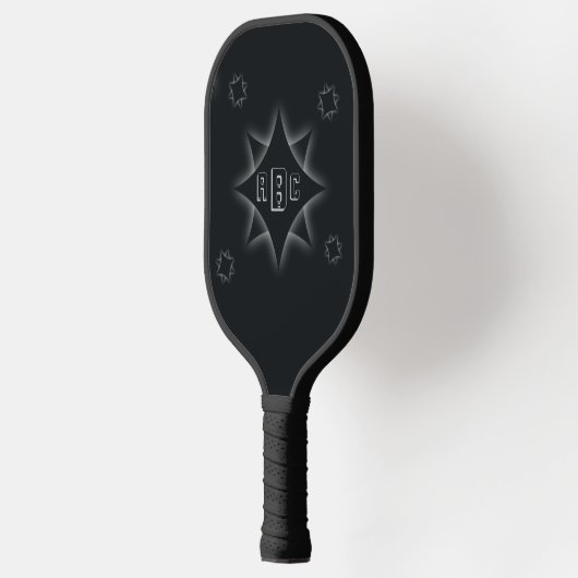 Elke 3 Initiaal Monogram Letter Gray Stars Shadow Pickleball Paddle (Links)