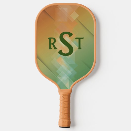 Elke 3 Initiaal Monogram Letter Green Brown Abstra Pickleball Paddle (Achterkant)