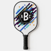 Elke 3 Initialen Letter Monogram Blue Tan White Ve Pickleball Paddle (Voorkant)