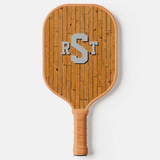 Elke 3 Initialen Letter Monogram Wood Panel Wall Pickleball Paddle (Voorkant)