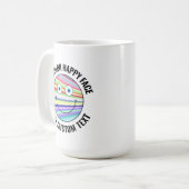 Elke aangepaste kleur achtergrond tekst Happy Face Koffiemok (Voorkant links)
