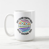 Elke aangepaste kleur achtergrond tekst Happy Face Koffiemok (Links)