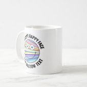 Elke aangepaste kleur achtergrond tekst Happy Face Koffiemok (Voorkant links)