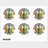 Elke aangepaste kleur, achtergrondtekst Happy Face Ronde Sticker (Vel)