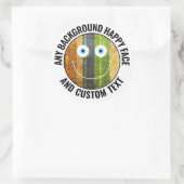 Elke aangepaste kleur, achtergrondtekst Happy Face Ronde Sticker (Tas)