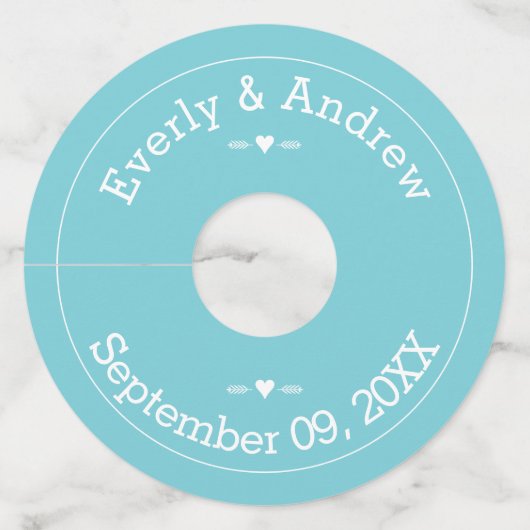 Elke aangepaste kleur bruiloft wijnglaslabel (Voorkant)