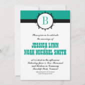 Elke aangepaste kleur marinemonogrambruiloft kaart (Voorkant)